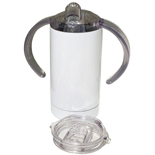 12oz White Stainless Steel Sublimation Sippy Cup with 2 LIDS