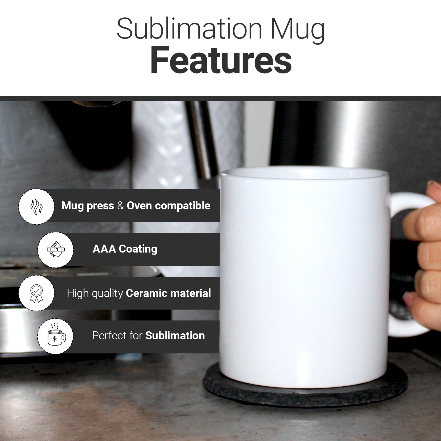 24 PACK-($2.49Cost .unit)White 11 oz Sublimation Mugs with AAA Coating -  | Reinforced Styrofoam Packaging"