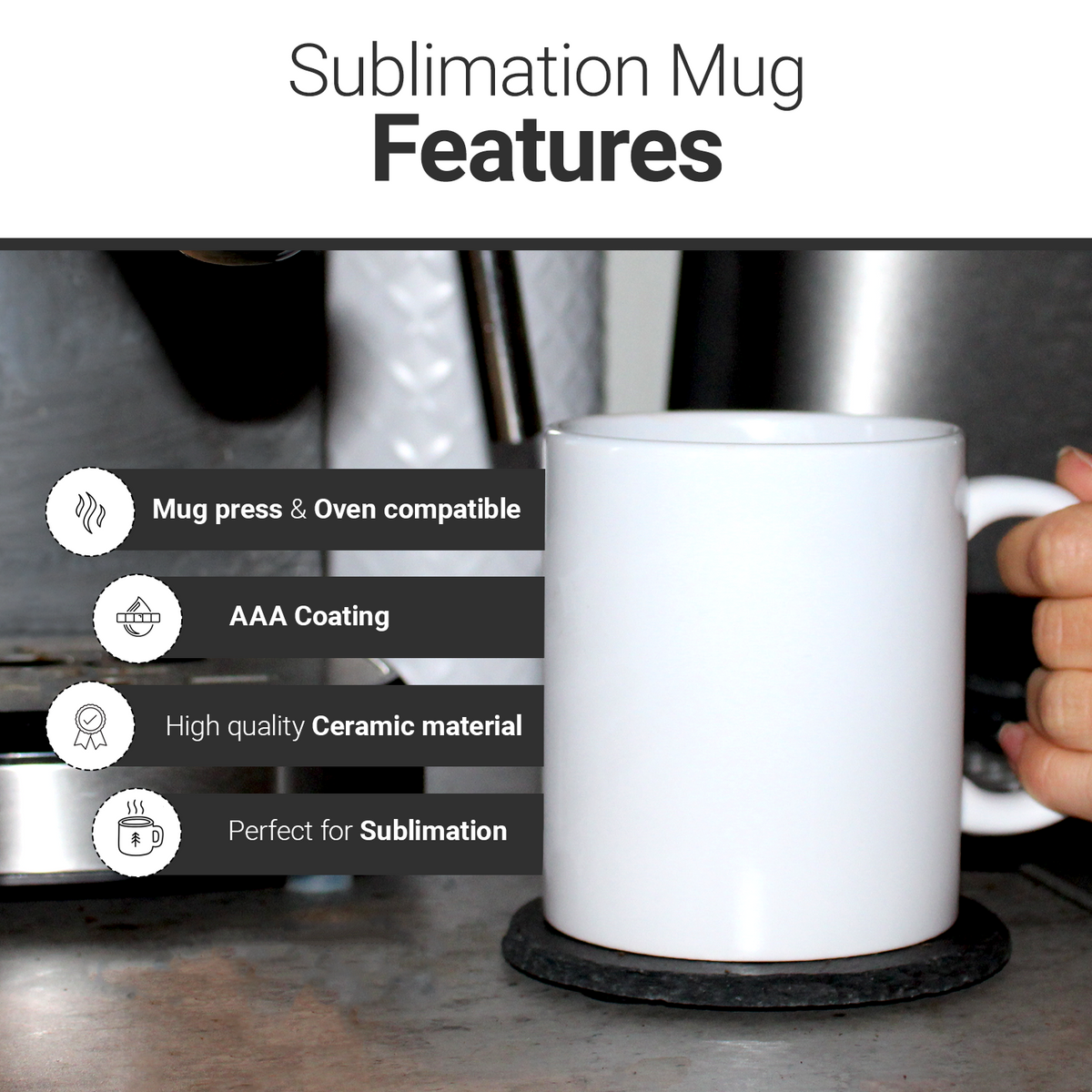 SDN CUSTOM Navy Ceramic 15oz Sublimation Cup with AAA Coating, Sublimation  Coffee Mugs, Oven & Mug Press Compatible, Ideal for Printing & DIY Gifts