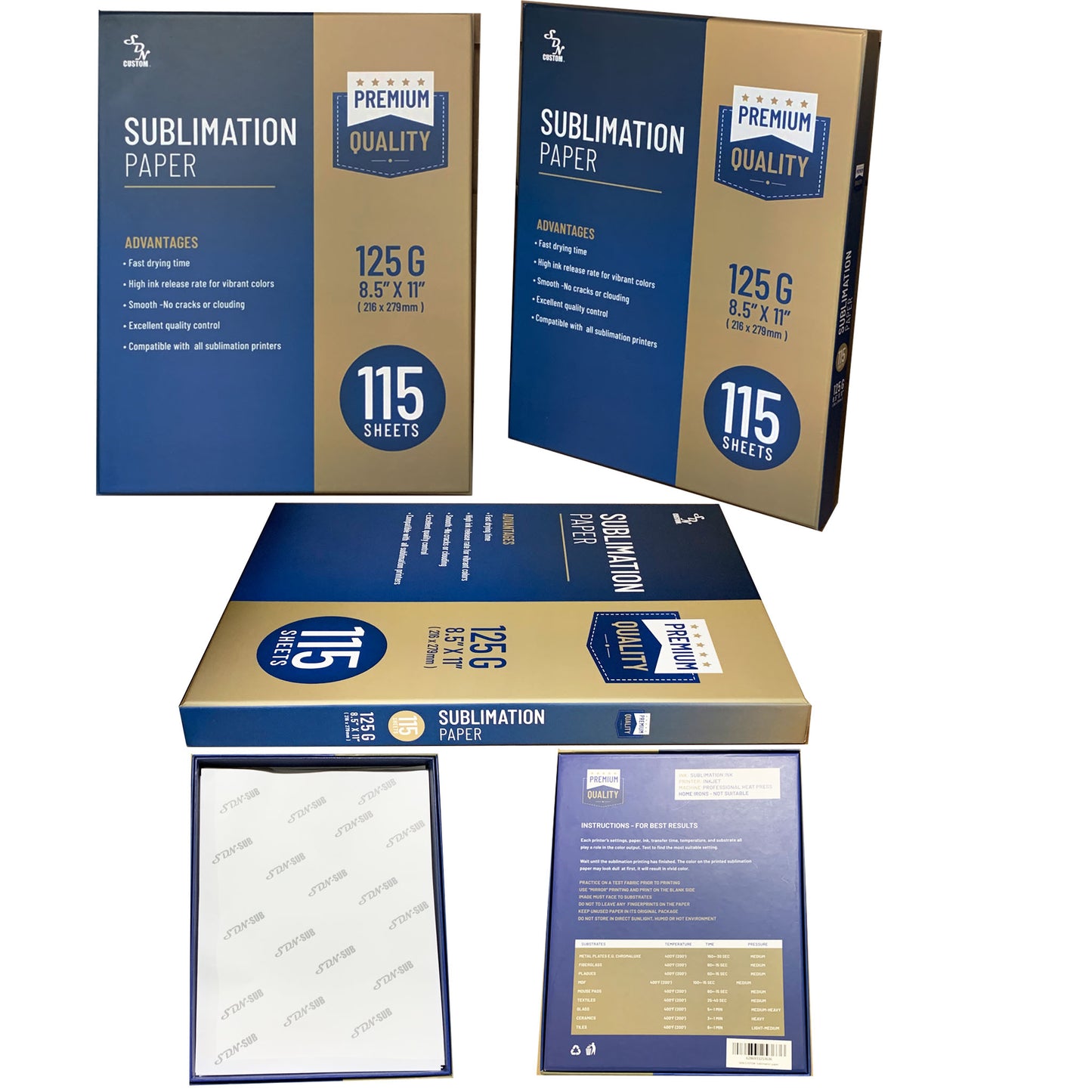 Sublimation Paper 125g 115 Sheets - Premium Quality(8.5 X 11)