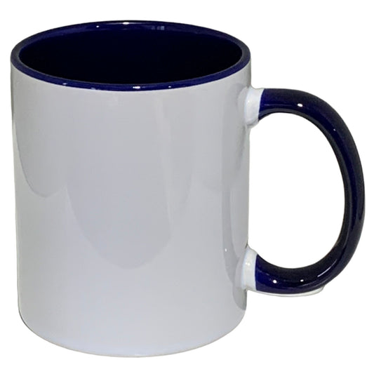 24 Pack-11 once White sublimation mugs inner color  NAVY and handle with reinforced foam box packaging