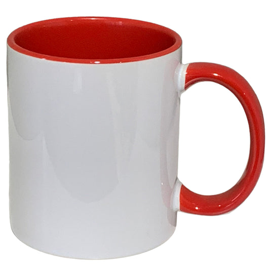 6 Pack-11 once White sublimation mugs inner color  RED and handle with reinforced foam box packaging