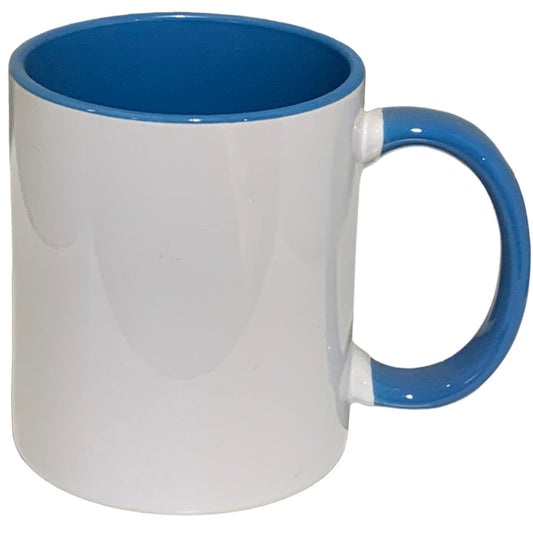 24 Pack-11 once White sublimation mugs inner color BLUE and handle with reinforced foam box packaging