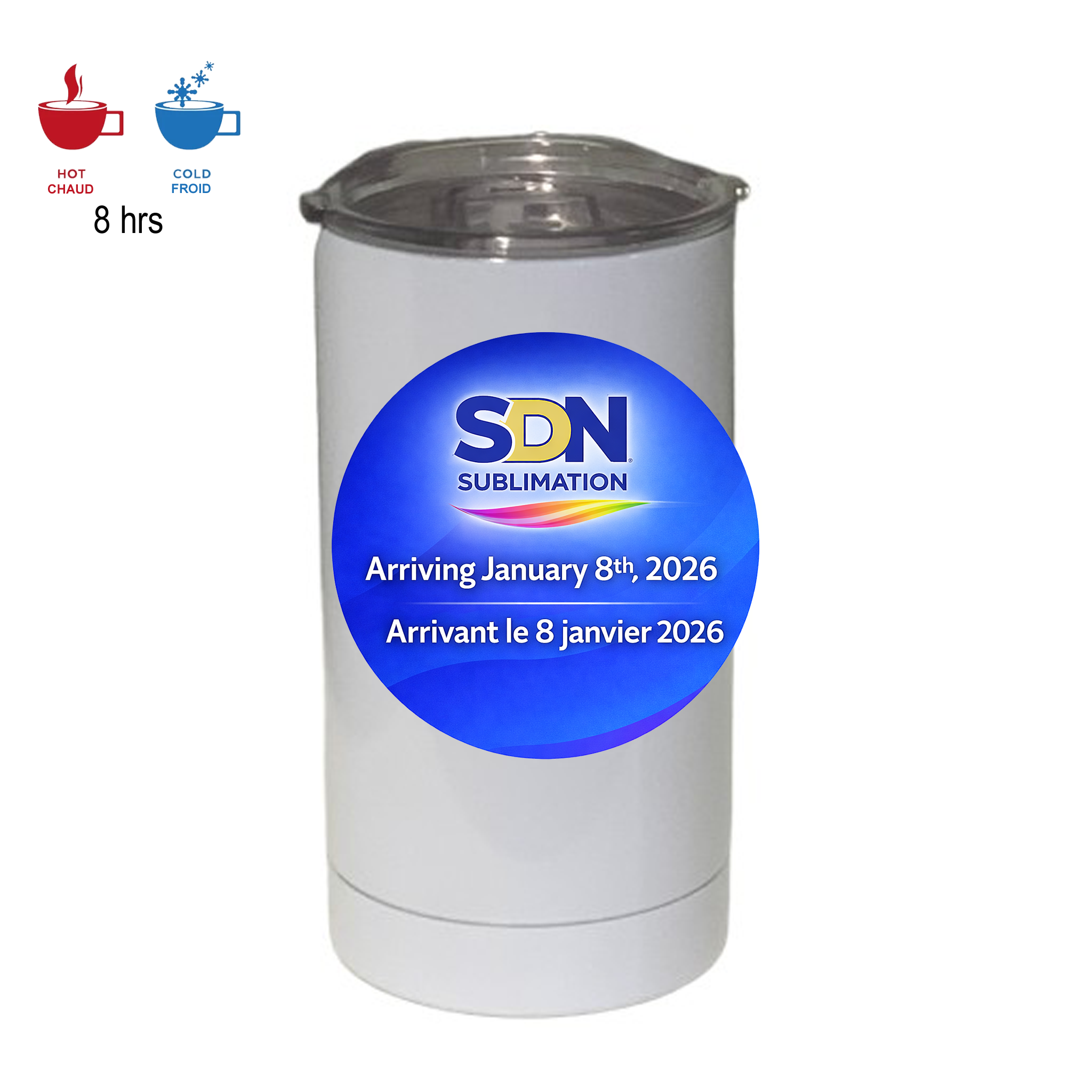 6 PACK-tasse de sublimation- en acier inoxydable blanc de 12 oz