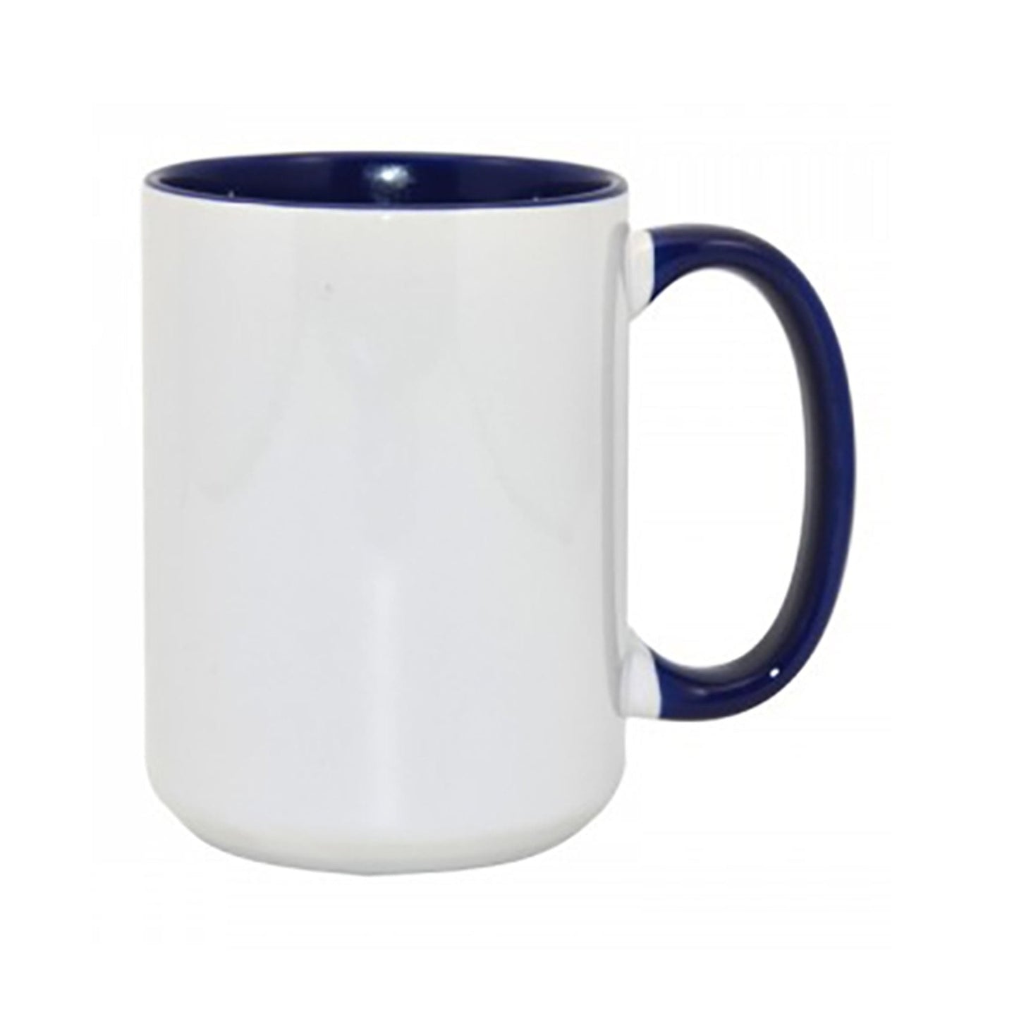 6 Pack-15 once White sublimation mugs inner color  NAVY and handle with reinforced foam box packaging