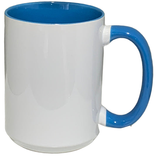 24 Pack-15 once White sublimation mugs inner color  BLUE and handle with reinforced foam box packaging