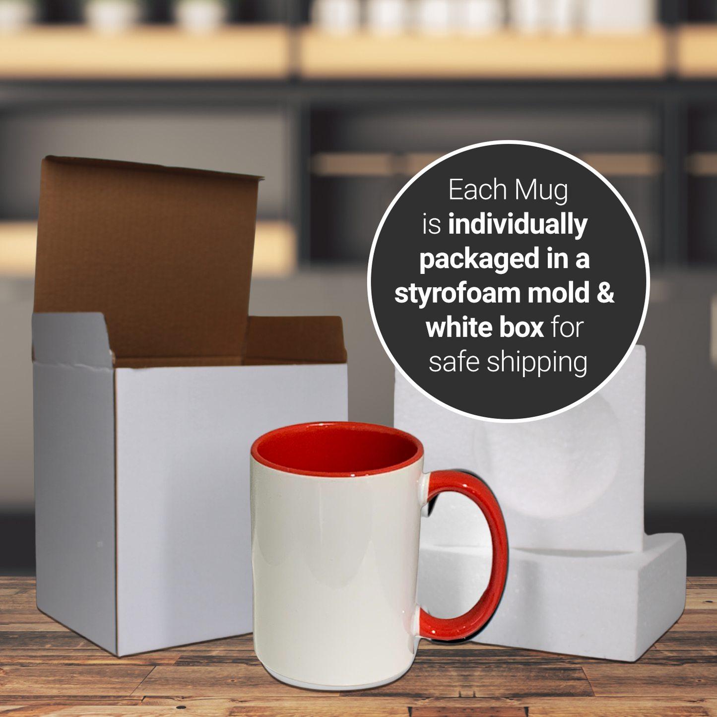 6 PACK -11 once White sublimation mugs MULTI 6 COLORS inner color   and handle with reinforced foam box packaging
