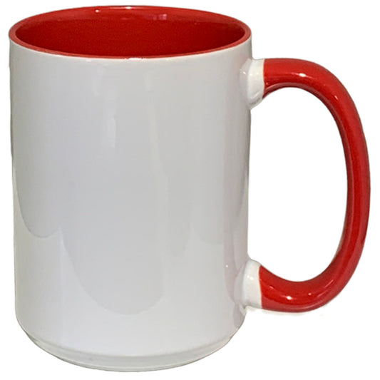 Paquet de 24-15 tasses à sublimation blanches, couleur intérieure rouge et poignée avec emballage en boîte en mousse renforcée