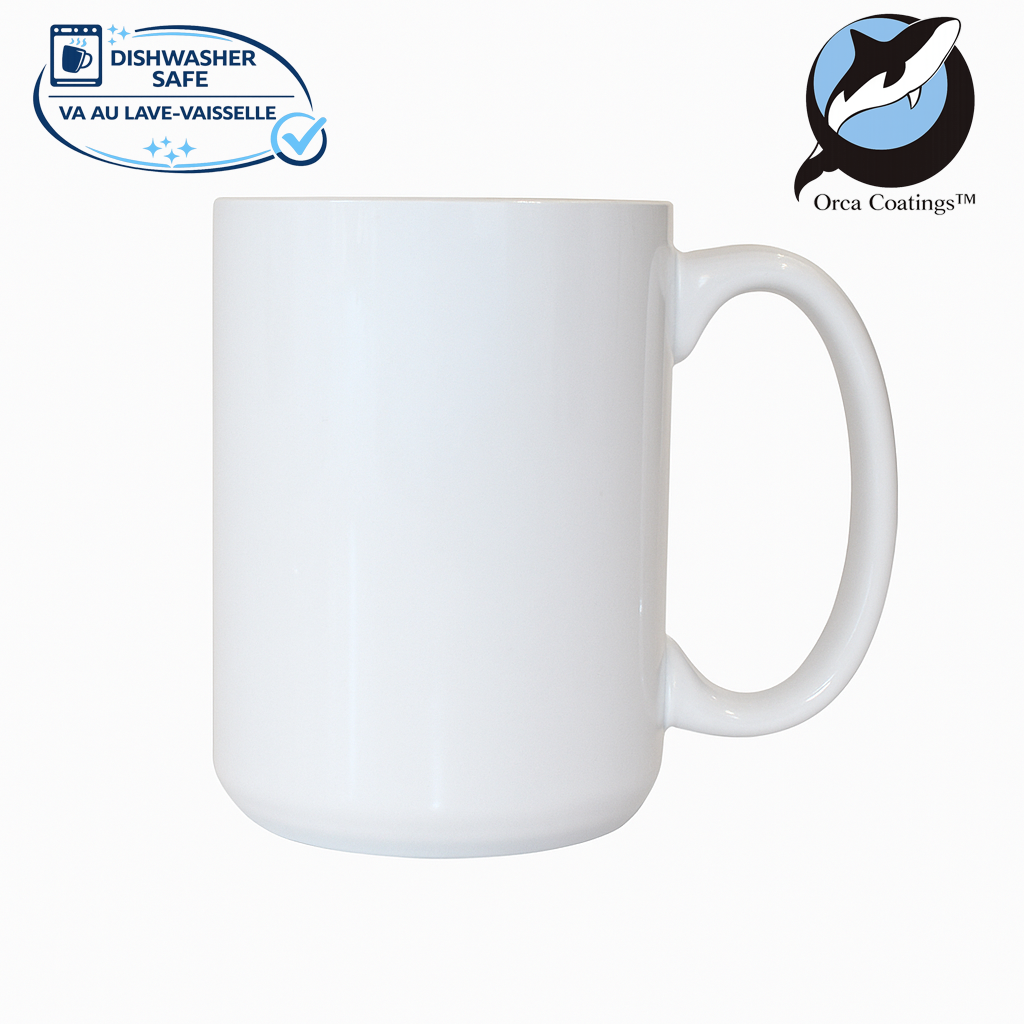 36 pcs ($1.80 . Cost . unit) White 15 oz Sublimation Mugs with inner color WHITEAAA Coating - Box of 36 | Made for Pick-Up Only(Pre Order-commande Arr JAN 14-2026)ORCA COATING