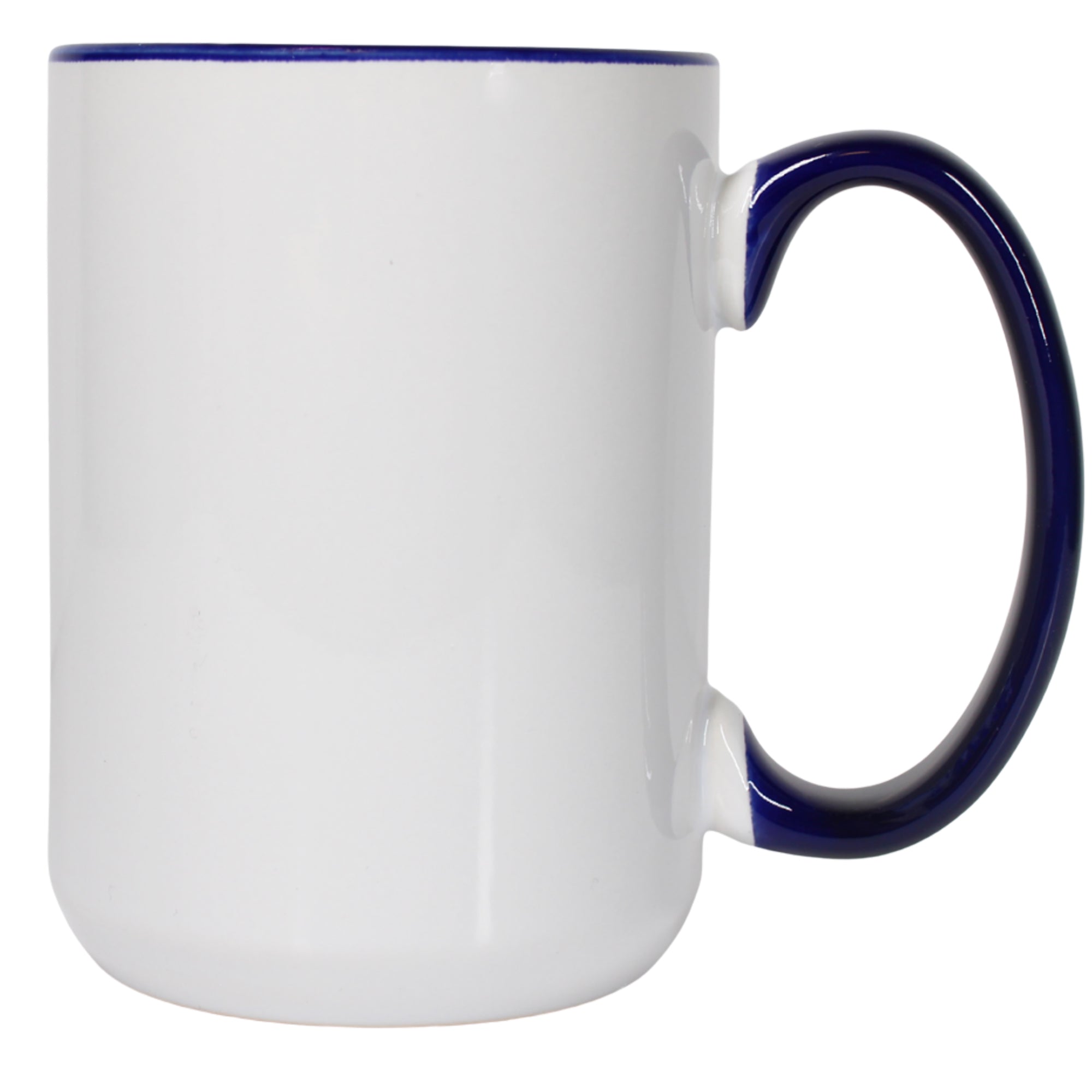 36 pcs Tasses de sublimation blanches de 15 oz avec intérieur de couleur NAVY AAA Coating - Boîte de 36 | Conçu pour le ramassage uniquement