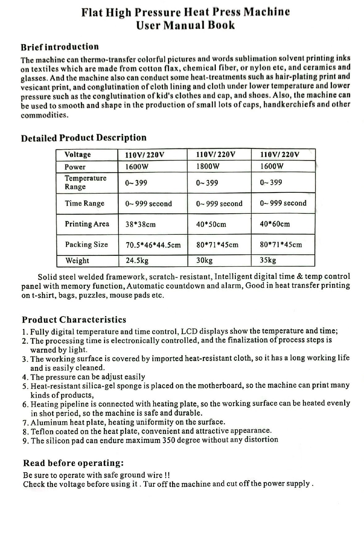 SDN Sublimation 15"x15" Heat Press Machine Digital Transfer Sublimation T-Shirt