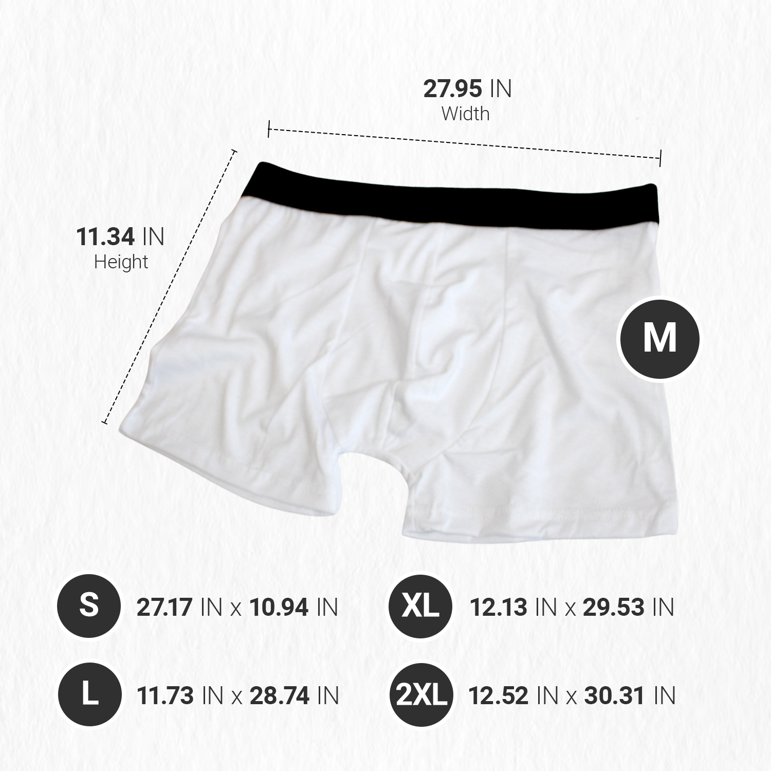 (5 PACK)-Sublimation boxers white 95% polyester 5% spandex soft cotton