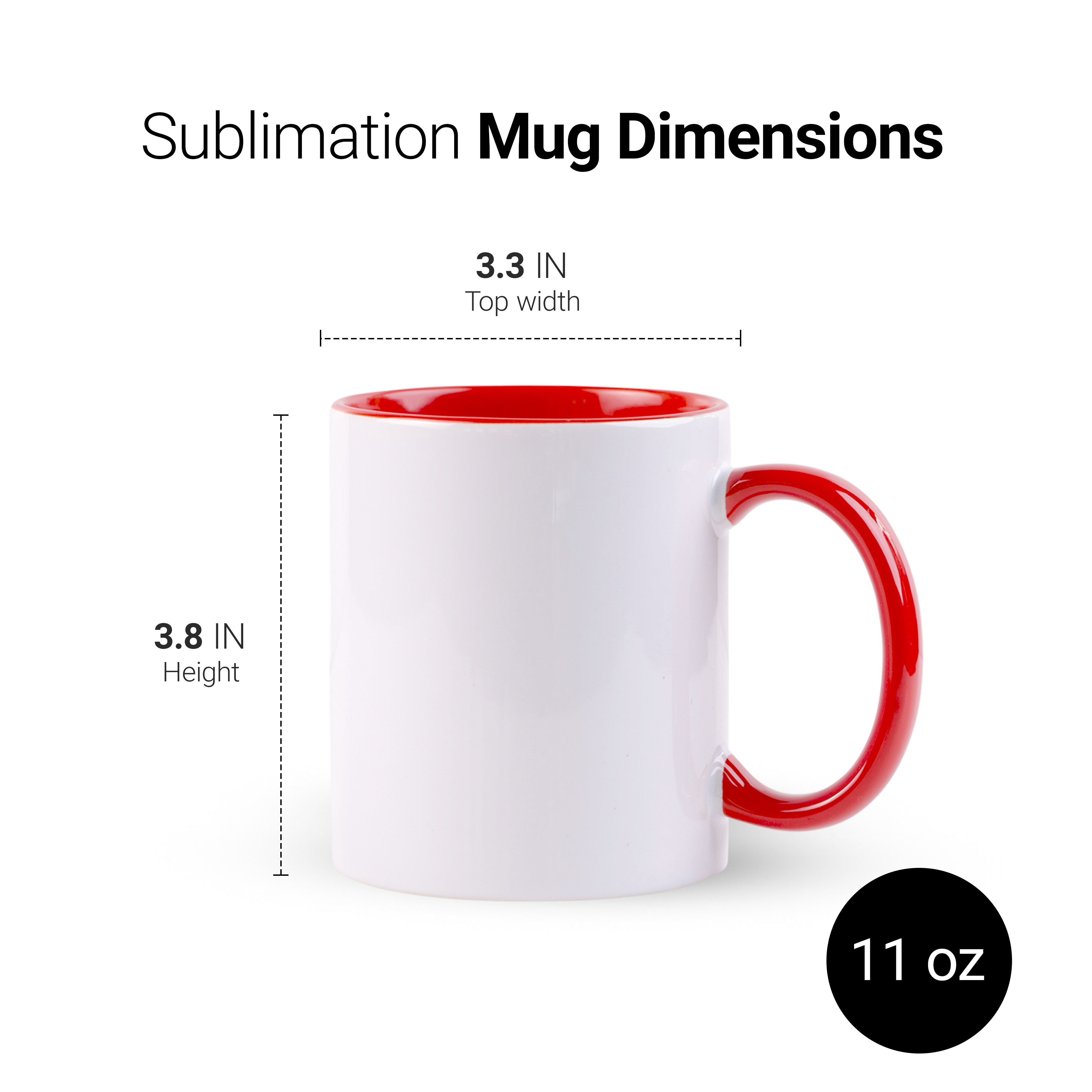 Inner Color:red Mug 6 Pack-RED-11 OZ ($3.00)Cost .unit)11 once White sublimation mugs inne