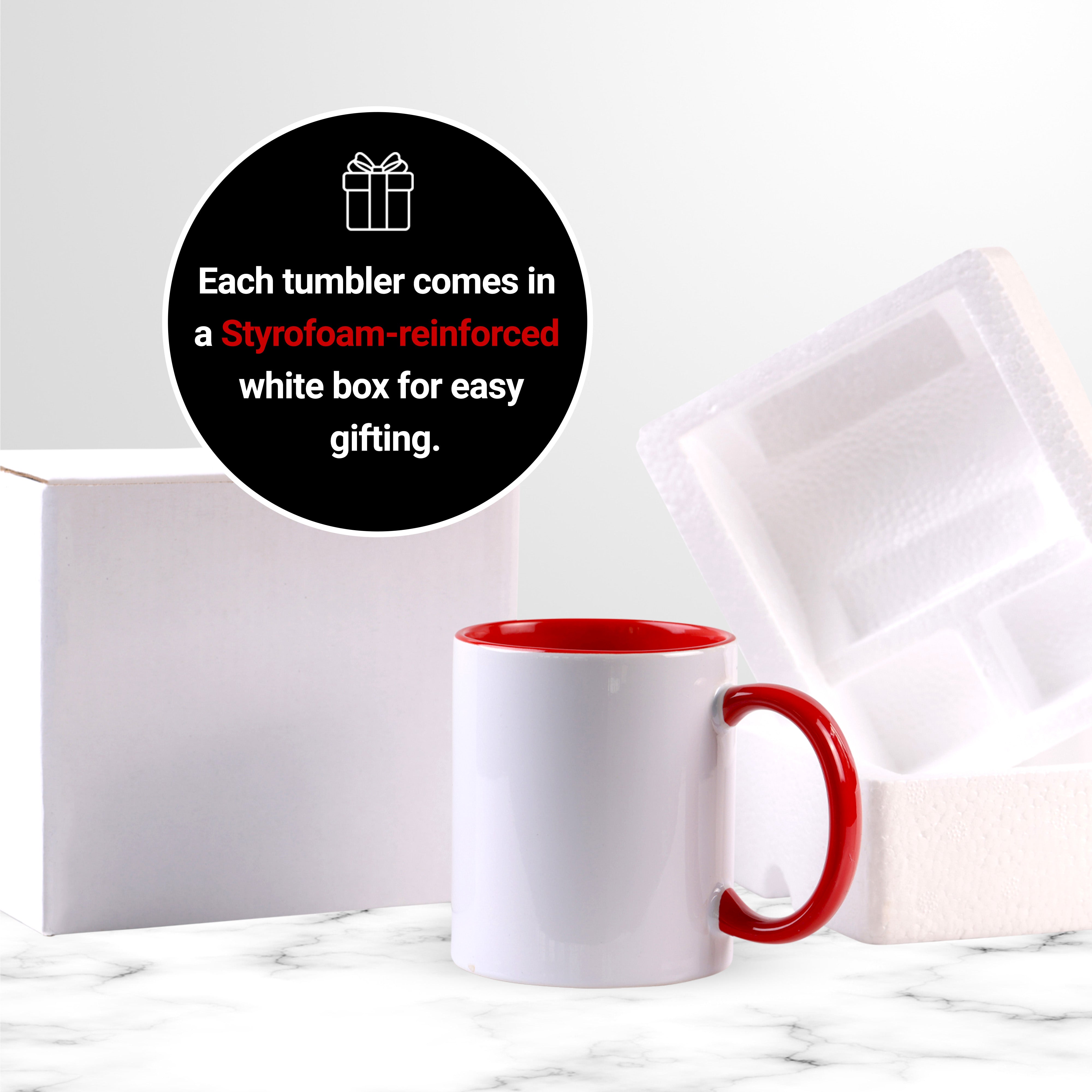Inner Color:red Mug 6 Pack-RED-11 OZ ($3.00)Cost .unit)11 once White sublimation mugs inne