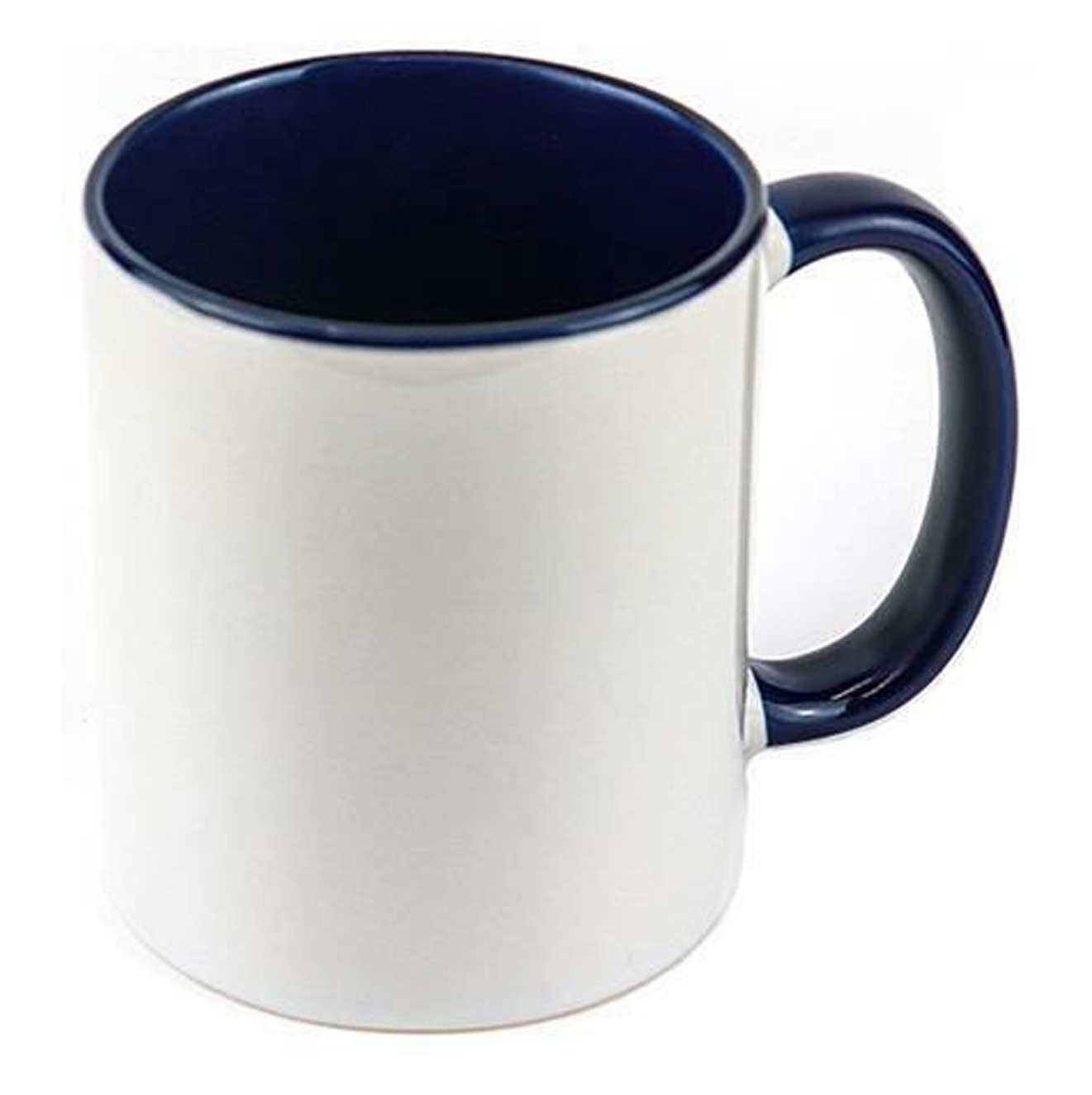 6 Pack-11 once White sublimation mugs inner color NAVY  and handle with reinforced foam box packaging