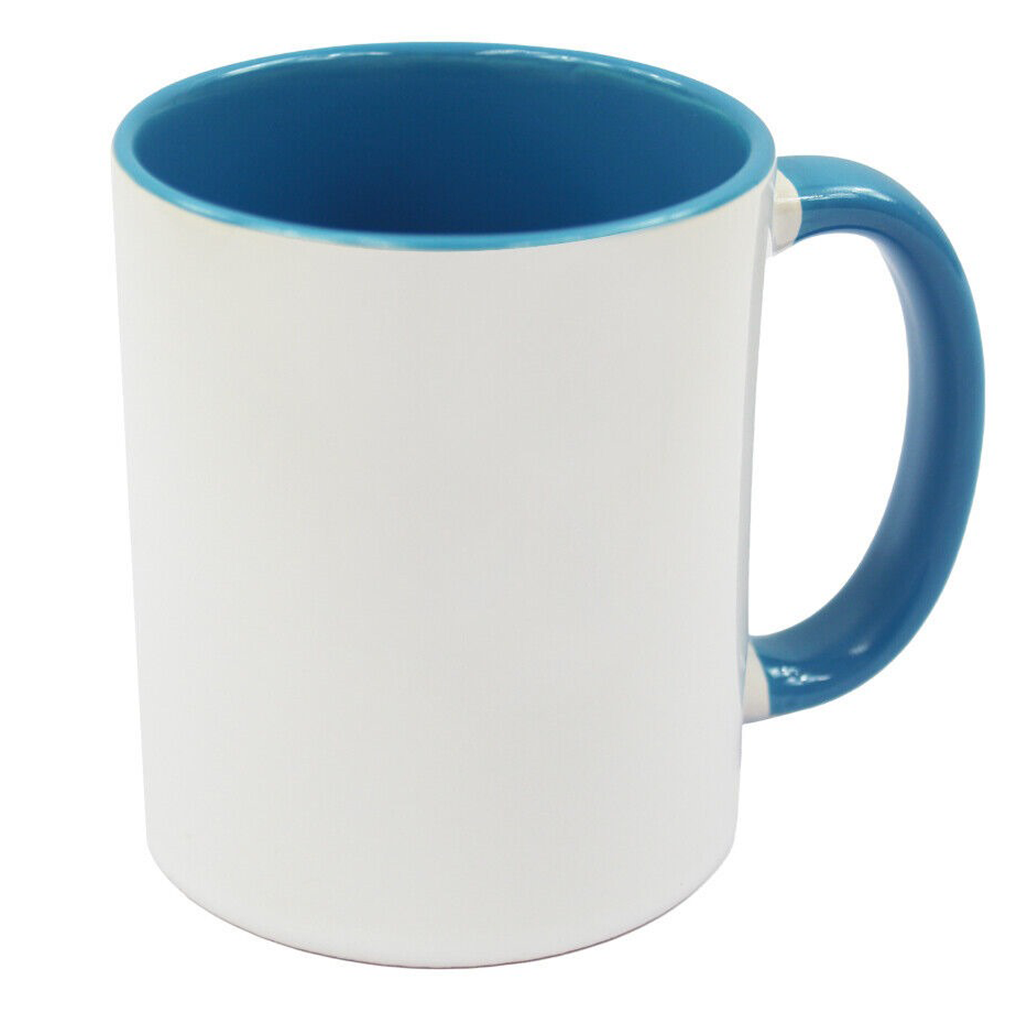 6 Pack-11 once White sublimation mugs inner color BLUE  and handle with reinforced foam box packaging