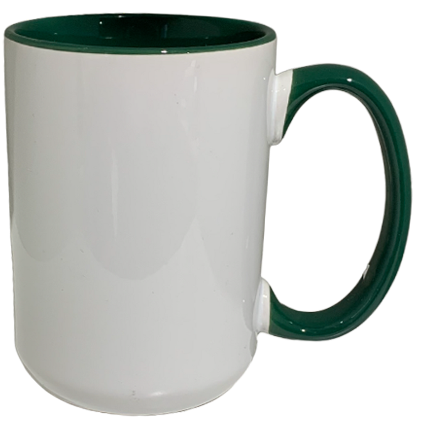 24 Pack-15 once White sublimation mugs inner color GREEN   and handle with reinforced foam box packaging