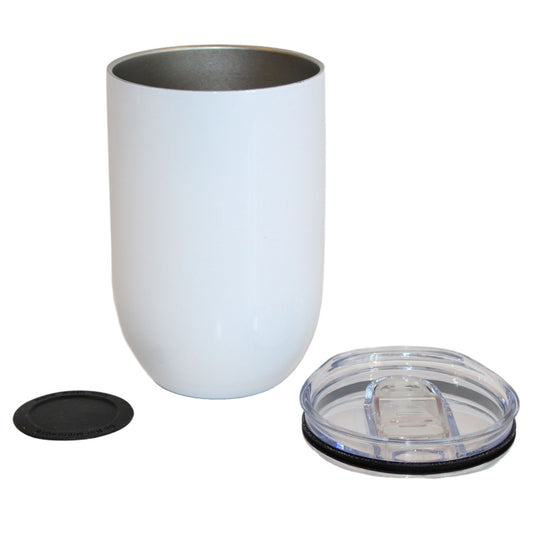 50 Pack -  12oz White Stainless Steel Sublimation Wine Tumbler -