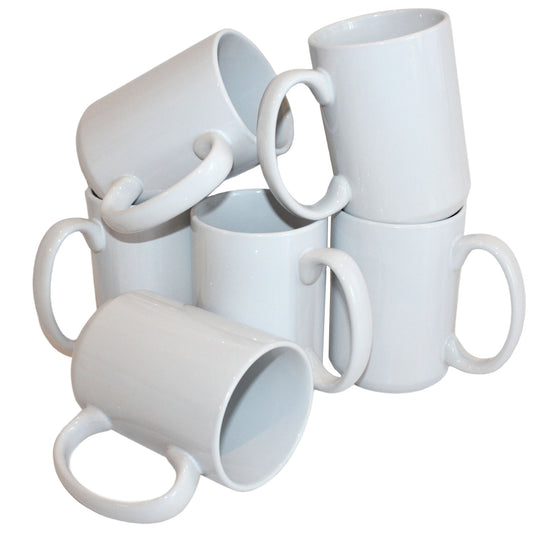 6 PACK -"Blank White 15 oz Sublimation Mugs with AAA Coating - Box of 6| Full-Color Printing | Reinforced Styrofoam Packaging"