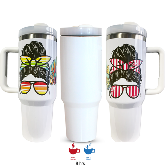 3 Pack- 40oz SublimationTumbler with screwable Handle