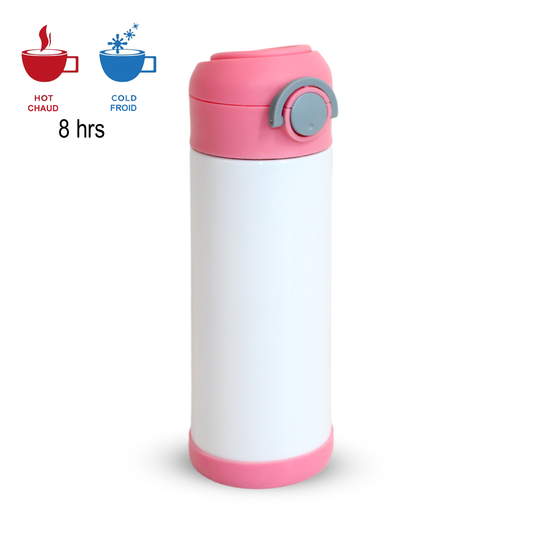Kids Sublimation Water Bottle stainless steel, 350ml (12oz) pink Lid