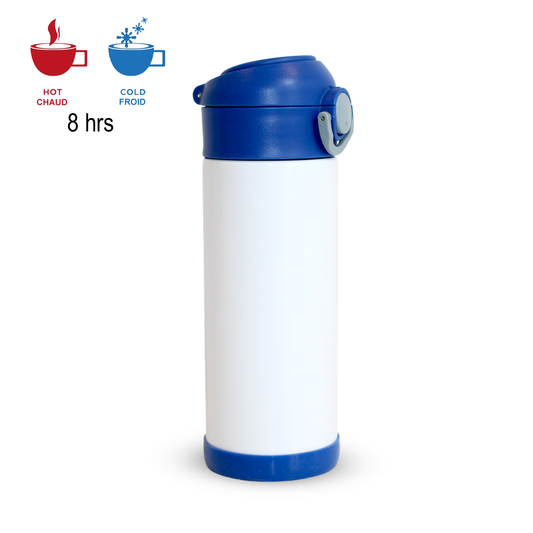 Kids Sublimation Water Bottle Stainless steel, 350ml (12oz) Blue Lid
