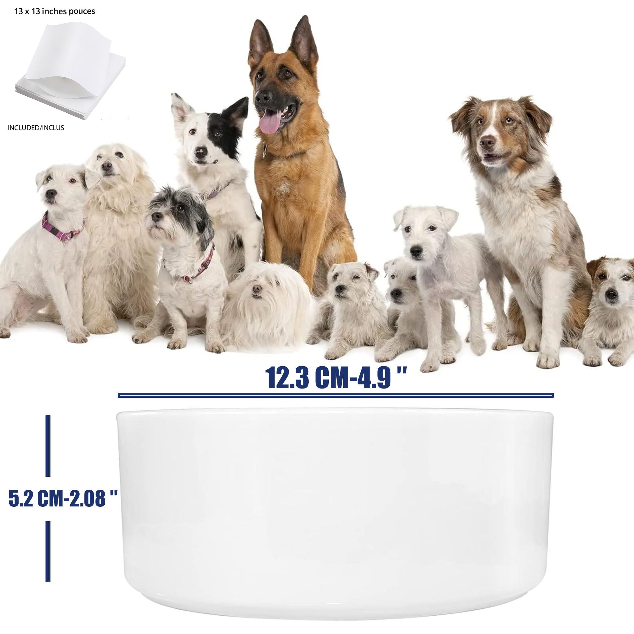 6 pack- ($7.50 Cost . unit )Small Sublimation Pet bowl 4.9 x 2.8 inches with AAA Coating -  | Reinforced Styrofoam Packaging" (a9)