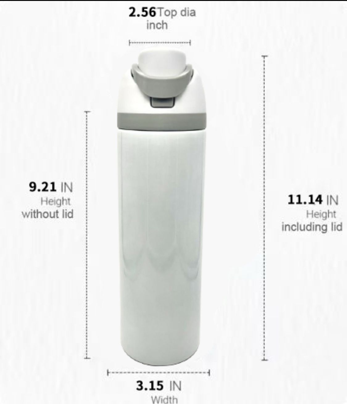 Lot de 25 (coût unitaire 8,50 $) Bouteille d'eau blanche brillante de style Owala de 24 oz