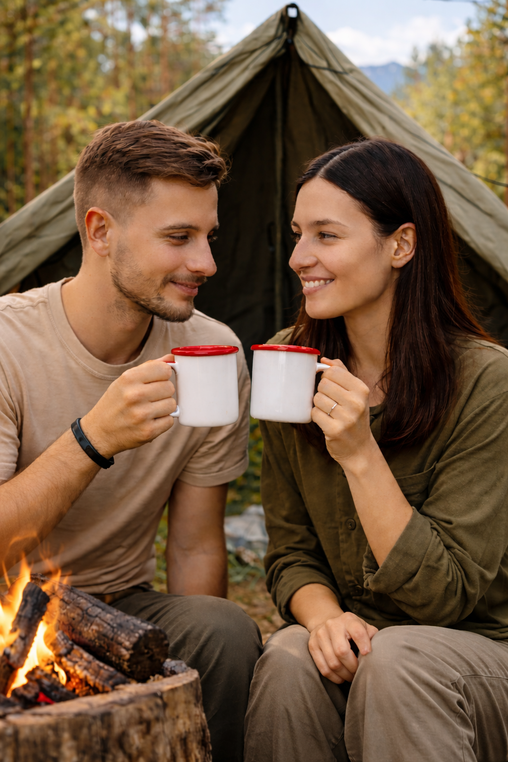12 OZ ENAMEL Sublimation  stainless steel enamel cups, red color rim
