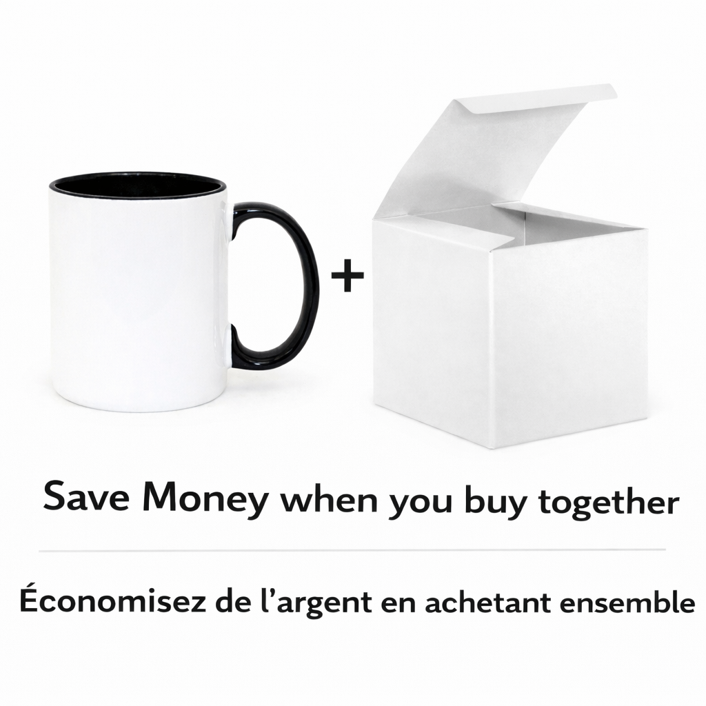 36/tasses/noir/11oz/+boîte(coût 1,97 $ l’unité) Tasses blanches de 11 oz pour sublimation avec intérieur noir, revêtement AAA - Boîte de 36 | Réservé au retrait sur place REVÊTEMENT ORCA