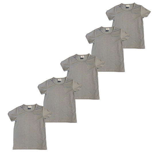 5 pack-ATHLETIC SPORT Kids Sublimation T-Shirts Grey (95% Polyester-5% Spandex) Super Soft Cotton Feel